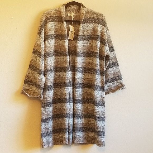 Mystree Sweaters - Grey Stripe Cardigan - S